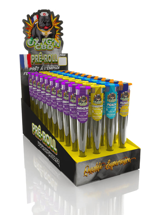 Présentoir 40 Pré Rolls B (Amnesia-Canatonic-Peach-Runtz) - OXYG'N