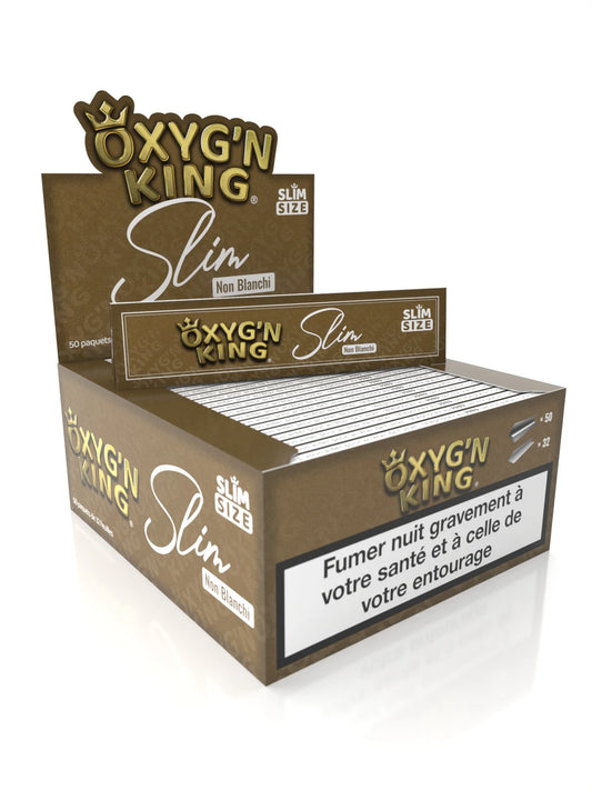 Boite de 50 paquets de feuille slim non blanchi Oxyg’n King